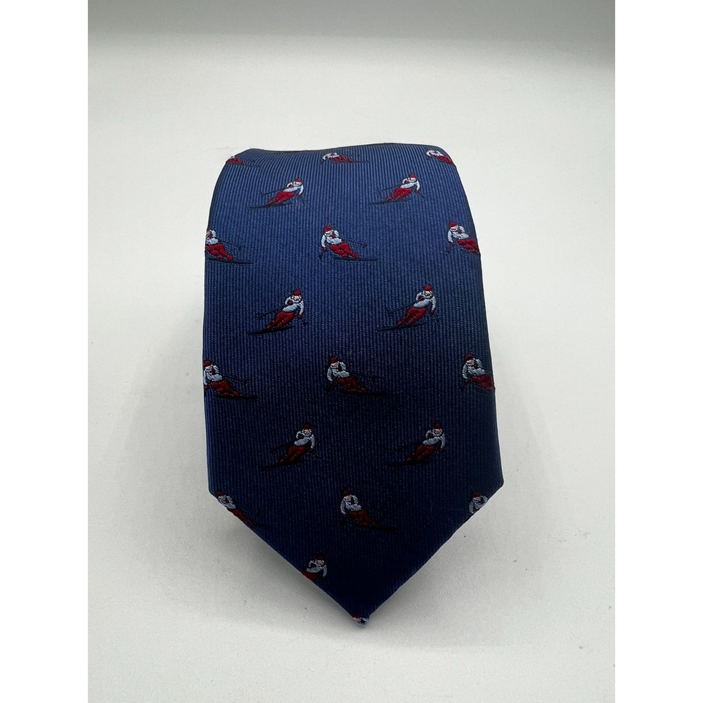 New with Tag Tommy Hilfiger Men's Blue‎ Skiing Print Slim Silk Tie W:2.5" L:58"